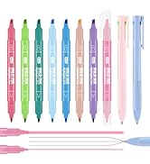 IGreis Dual Tip Aesthetic Highlighters 8 Colors and 2 Pcs 3 in 1 Multicolor Gel Pens 6 Colors Ink...