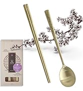 BALWOO [1 Set] [Made in Korea] Korean Sticky Rice Spoon Chopsticks Set Gold Titanium Plating 304 ...
