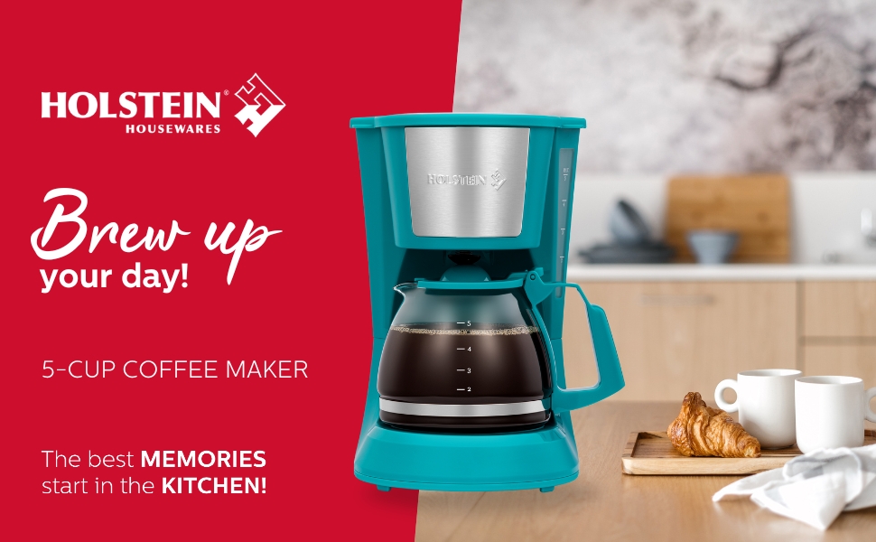 Freshly Brewed delicious coffee in minutes 5 cup coffee maker teal stainless steel