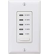 Intermatic EI205W 5/15/30/45/60 Minute Electronic In-Wall Countdown Auto-Off Timer, White
