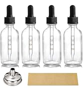 4 Pack 2 oz Glass Dropper Bottles with Measured Dropper - 60ml Clear Tincture Bottles with Calibr...