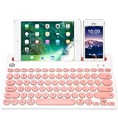 Attoe Dual Channel Multi-Device Universal Cute Wireless Bluetooth Keyboard Portable Slim with 20m...