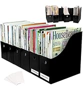 Evelots 12 Pack Magazine File Holder Organizer-4 Inch Wide- Black-With Labels