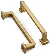 khtumeware 10 Pack Brushed Brass Cabinet Pulls, 5 Inch(128mm) Hole Centers Cabinet Handles Kitche...