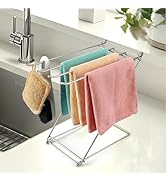 Kitchen Towel Holder Stand, 4-Arm Dish Towel Holder Countertop Towel Drying Rack for Bathroom, Fr...