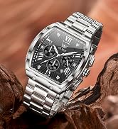 OLEVS Watches Men Chronograph Waterproof Rectangle Face Moon Phase Stainless Steel Strap Dress Wa...