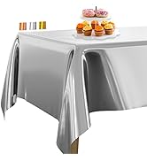 PartyWoo Silver Foil Tablecloth, 54 x 108 Inch Rectangle Party Tablecloth, Foil Tablecloth for 6 ...