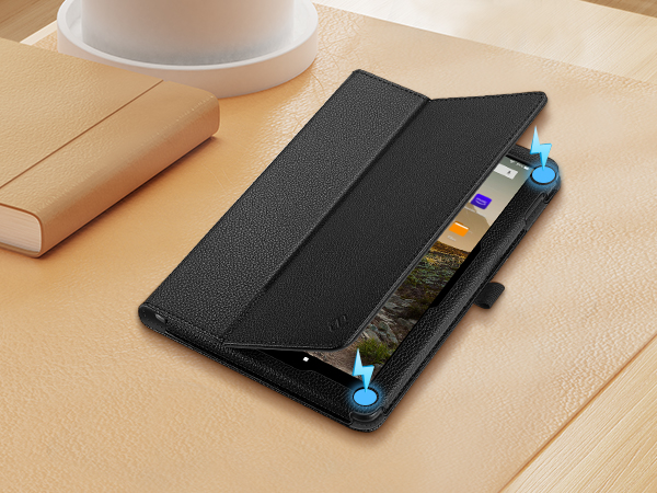 fire hd 10 2023 13th gen lightweight foldable shock absorbs trifold skin rotating stand holder