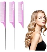 Goodofferplace Rat Tail Combs Teasing Comb Set with Fine Tooth Long Steel Pin Rat Tail Hair Combs...