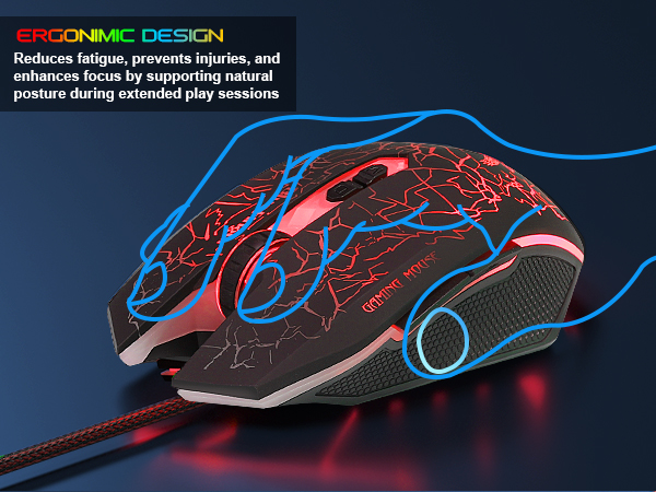 ergonomic gaming mouse backlight