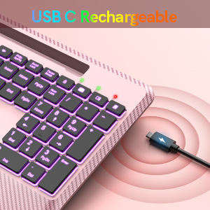 Wireless Keyboard Rechargeable Ergonomic Quiet with Light Up Full-Size Cordless Lighted Keyboard
