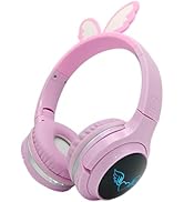 YLFASHION Wireless Headphones Pink with 7-Color RGB LED Lights, Long Battery Playtime, Ultra-Soft...