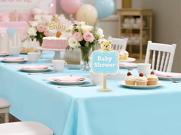 Light Blue Plastic Tablecloth