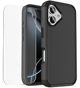 Compatible with iPhone 16 Plus Phone Case with Tempered Glass Screen Protector - 3 in 1 Shockproo...