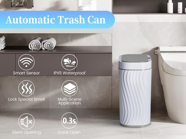 Bathroom Trash can with Automatic Touchless Lid