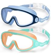 Vvinca Kids Swim Goggles 2 Pack, Soft Wave-Shape Strap (No Hair Pulling), Anti Fog Leak Free Swim...