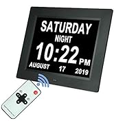 [Upgraded 10 Inch] Digital Day Calendar Clock Auto-Diming &amp; 8 Alarms Options Extra Large Date Tim...