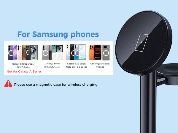 3 in 1 wireless charger samsung galaxy S26 Ultra S25 S24 flip 6 fold 5 watch earbuds classic stand