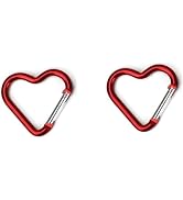 Heart Carabiner Clip, 2Pcs Red Heart Shape Carabiners Keychain Clips, Snap Hook Key Ring for Camp...