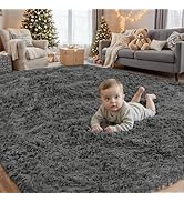 5x7 Area Rugs for Living Room: Ultra Soft Fluffy Shag Gray Rugs for Bedroom, Non-Slip Large Fuzzy...