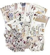 Gorofit Retro Scrapbook Supplies Kit, 200 Sheets of Mixed Natural Color Paper and Sticker Pack, U...