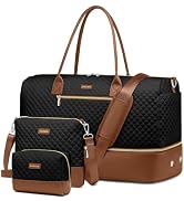 Travel Weekender Carry-on Bags for Women: Duffel Bag with Shoe Compartment | 45L Ample Space for ...