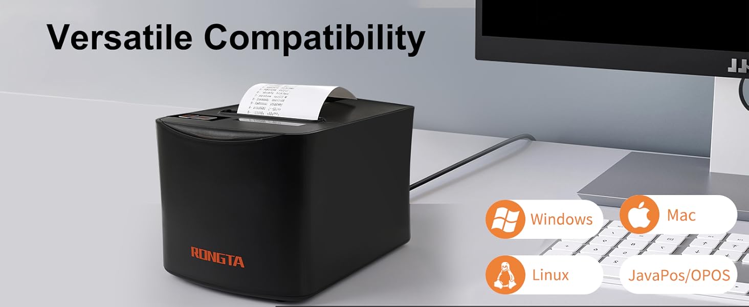 Versatile Compatibility receipt printer compatible with windows,mac,Linux