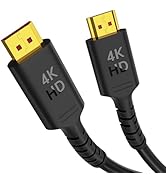 4K DisplayPort to HDMI Cable 20FT, 4K@60Hz, CL3 Uni-Directional DP to HDMI Cord Compatible for De...