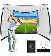 Golf Net, 11x8ft Golf Simulator Hitting Net with Impact Screen and Target Cloth, Heavy Duty Spaci...