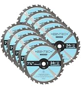 KEENTECH 7-1/4 Inch Woodworking Circular Saw Blade 24T 10-Pack, Tungsten Carbide Tipped, ATAF Gri...