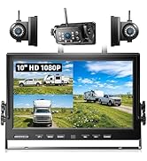 3 Magnetic Wireless Backup Camera with HD 1080P 10" DVR Monitor, 1-Rear View 2-Side View Cameras ...