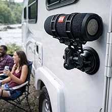 Portable Suction Speaker Mount Attached to RV
