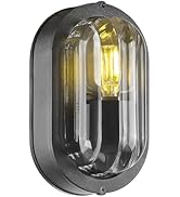 FEMILA 8.5" Oval Bulkhead Light, Outdoor Wall &amp; Ceiling Flush Mount Sconce, Nautical Outdoor Ligh...