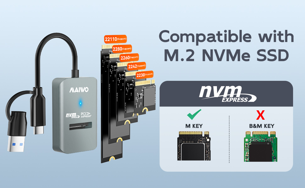 nvme pcie to usb-c 3.2 adapter enclosure docking station single bay tool free