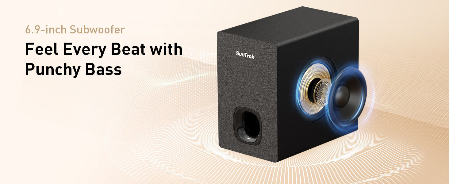 6.9-inch Subwoofer Feel Every Beat with Punchy Bass