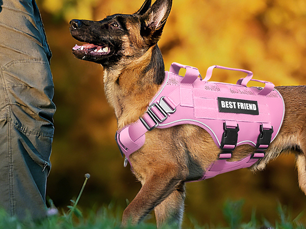 pink tactical dog hanress for medium large dogs