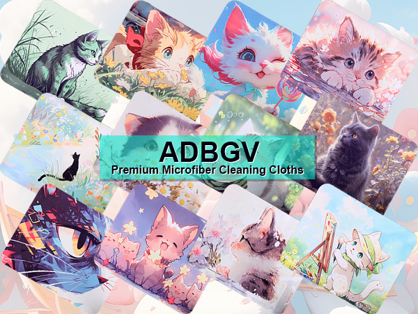 Microfiber Cleaning Cloth Fabric Wipe for Cleaner Lens, Eyeglasses, Phone Screen - Cute cat Design