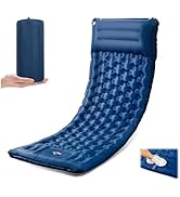 Sleeping Pad for Camping, Ultralight 4.7" Extra-Thick Inflatable Camping mat with Pillow Built-in...