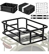 Bike Basket Rear - Large Capacity Heavy Duty Bicycle Basket with Liner,Cargo Net,Waterproof Cover...