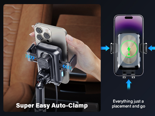 wireless car charger cup holder phone mount