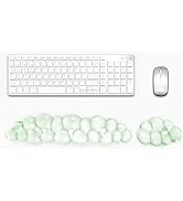 Lauspuck Keyboard Wrist Rest Set, Cloud Shape Clear Green Mouse Pad with Wrist Support for Gaming...