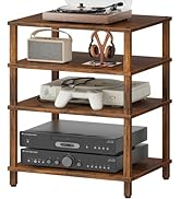 4-Tier AV Media Player Stand, Brown Stereo Cabinet, Modern Stereo Cabinet, Wooden TV Stand,Game C...