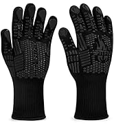 FITFIV BBQ Gloves, 1472°F Extreme Heat Resistant Barbecue Gloves, Silicone Non-Slip Oven Gloves, ...