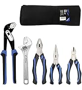 URASISTO 5-piece Pliers Set Home Maintenance Tool Kit for Men, Including Groove Joint, Long Nose,...