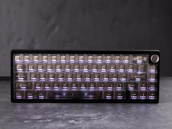 Gradient Grey Translucent keycaps,Shine Through Keyboard keycaps 60 75 100%,Frosted Key caps Set