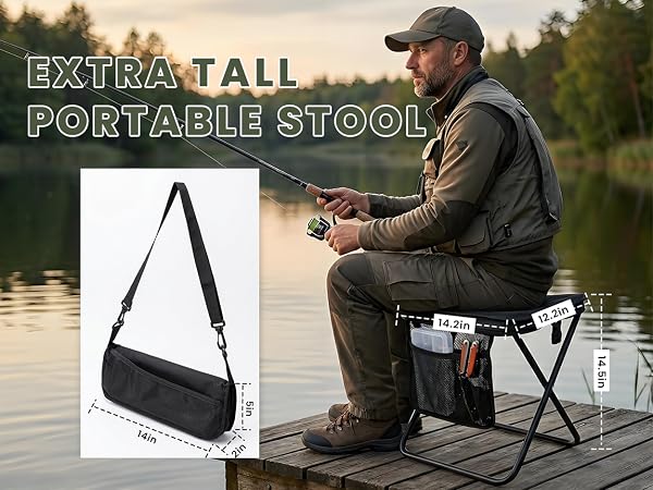 Extra Tall Portable Folding Stool for Adults