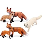 Fox Toy Figures Set Includes Arctic Fox &amp; Red Foxes Figurines Cake Toppers (5 Foxes)