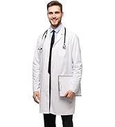 GOLD TEXTILES Professional Lab Coat for Women &amp; Men, White Unisex Labcoat, Cotton Blend Medical D...