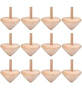 NUOBESTY Wooden Spinning Top Unfinished Wood Tops Craft Gyroscopes for DIY Kids Children Toy Part...