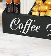 Samhe 5 Compartment Wood Coffee Bar Organzier, Countertop Storage for Cups Lids Pods Syrups, Coff...